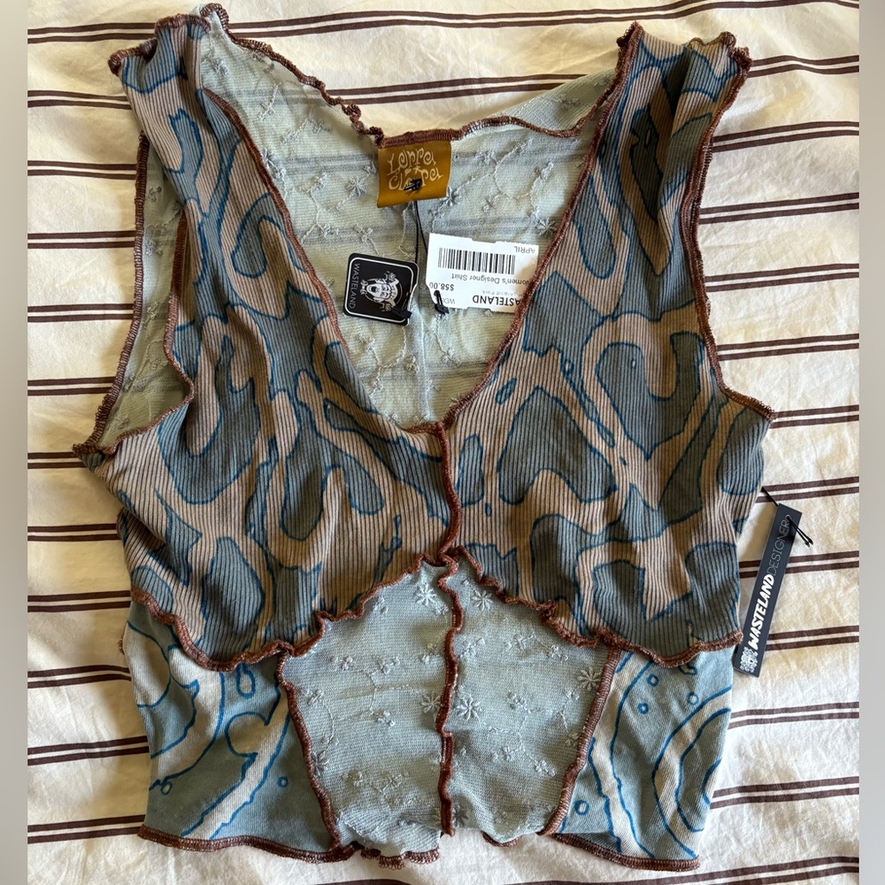 Mixed Print Summer Mesh Top Size Small